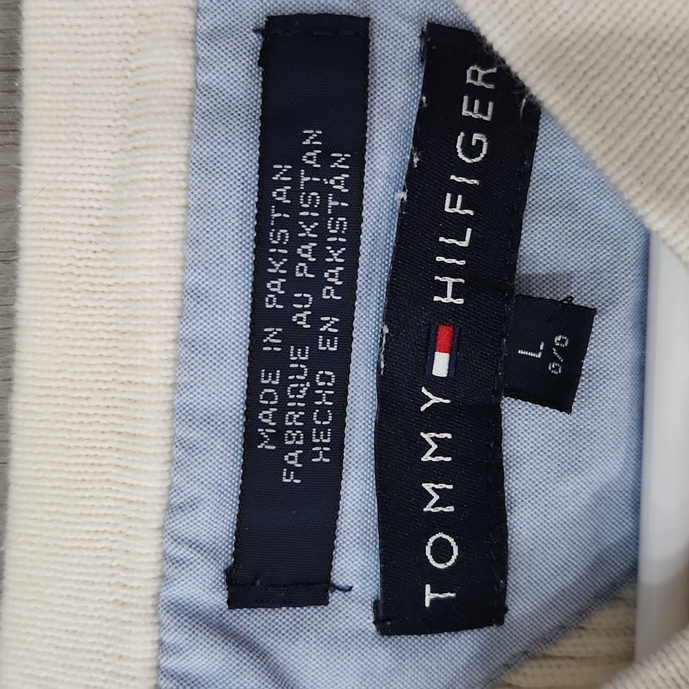 Men's Tommy Hilfiger V Neck Sweater, Large, Off White - Picture 2 of 4